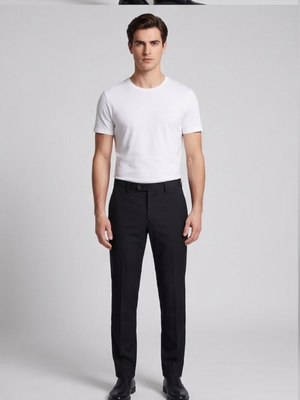 Zara Man Basic Slim Fit Black Dress Pants Flat Front Trousers Suit Slacks